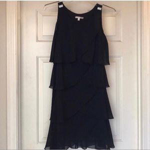 Women’s Black Ruffle Dress Rhinestone Size 8